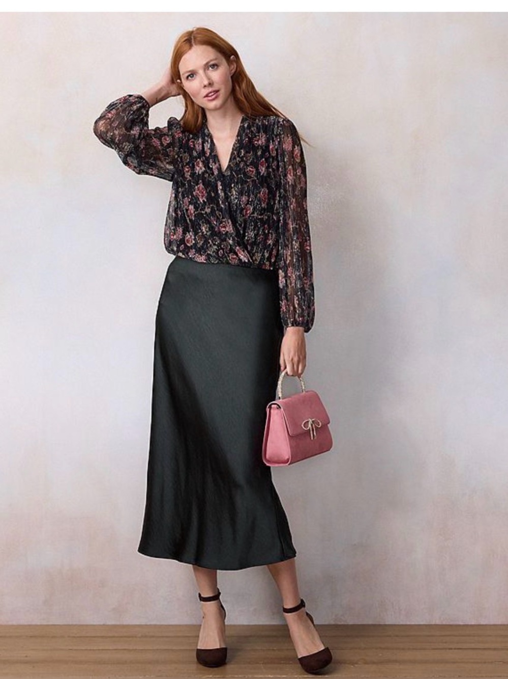NWT LC Lauren Conrad Satin Slip Midi Skirt - Dark Navy Small